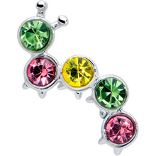 Load image into Gallery viewer, 20G 7mm Pink Green CZ Gem Caterpillar L Shape Nose Ring