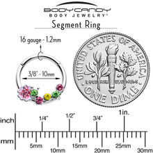 Load image into Gallery viewer, 16G 3/8 Green Pink CZ Gem Caterpillar Flower Hinged Segment Ring