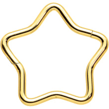 Load image into Gallery viewer, 16G 3/8 Gold Tone Five Pointed Star Shaped Hinged Segment Ring