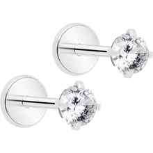 Load image into Gallery viewer, 3mm CZ Gem Round Flat Back Stud Earrings - 1 Pair
