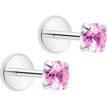 Load image into Gallery viewer, 3mm CZ Gem Round Flat Back Stud Earrings - 1 Pair