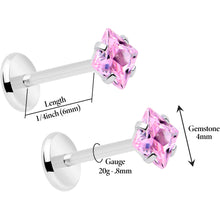 Load image into Gallery viewer, 3mm CZ Gem Square Flat Back Stud Earrings - 1 Pair