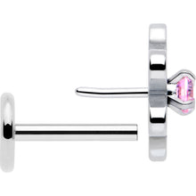 将图片加载到图库查看器,Pink CZ Gem Loopy Daisy Flat Back Stud Earrings - 1 Pair