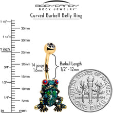 Load image into Gallery viewer, Clear CZ Gem Gold Tone Anodized Colorful Tree Frog Belly Ring