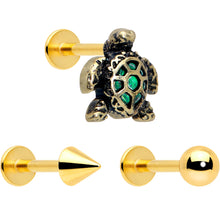 将图片加载到图库查看器,16G Sea Turtle Flat Back Earring Set Internally Threaded 3 Pack