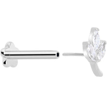 Load image into Gallery viewer, 16G 5/16 CZ Gem Leaves Medical Grade Titanium Reversible Flat Back Earring