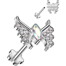 Load image into Gallery viewer, 18G 5/16 Aurora CZ Gem Butterfly Medical Grade Titanium Reversible Flat Back Earring
