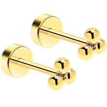 将图片加载到图库查看器,14k Yellow Gold Plated 3mm Trinity Ball Flat Back Stud Earrings - 1 Pair