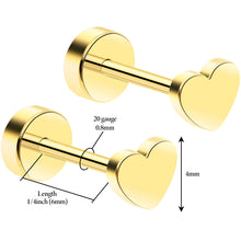 将图片加载到图库查看器,14k Yellow Gold Plated 4mm Heart Flat Back Stud Earrings - 1 Pair
