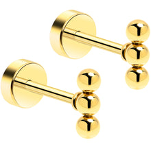 Load image into Gallery viewer, 14k Yellow Gold Plated 4mm Trinity Ball Flat Back Stud Earrings - 1 Pair