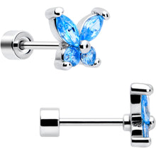 将图片加载到图库查看器,Blue CZ Celestial Butterfly Flat Back Stud Earrings - 3 Pairs
