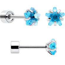 Load image into Gallery viewer, Blue Star CZ Flat Back Stud Earrings - 3 Pairs