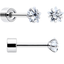 Load image into Gallery viewer, Clear Star CZ Flat Back Stud Earrings - 3 Pairs