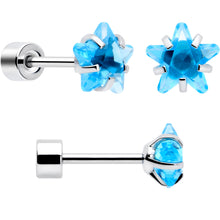 Load image into Gallery viewer, Blue Simplistic Heart Star CZ Flat Back Stud Earrings - 3 Pairs
