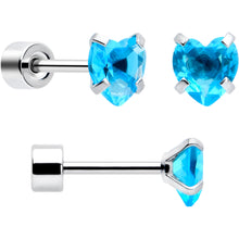 Load image into Gallery viewer, Blue Simplistic Heart Star CZ Flat Back Stud Earrings - 3 Pairs