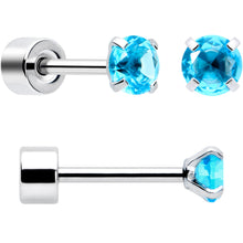 Load image into Gallery viewer, Blue Simplistic Heart Star CZ Flat Back Stud Earrings - 3 Pairs