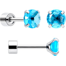 将图片加载到图库查看器,Blue CZ Flat Back Stud Earrings - 3 Pairs