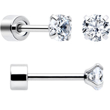 将图片加载到图库查看器,CZ Flat Back Stud Earrings - 3 Pairs