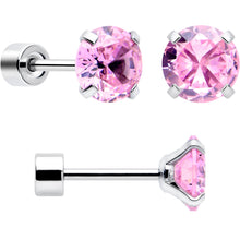 将图片加载到图库查看器,Pink CZ Flat Back Stud Earrings - 3 Pairs