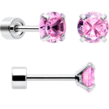 将图片加载到图库查看器,Pink CZ Flat Back Stud Earrings - 3 Pairs