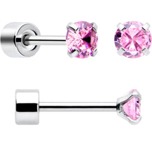 将图片加载到图库查看器,Pink CZ Flat Back Stud Earrings - 3 Pairs