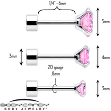 将图片加载到图库查看器,Pink CZ Flat Back Stud Earrings - 3 Pairs