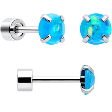 将图片加载到图库查看器,Blue Synthetic Opal Flat Back Stud Earrings - 3 Pairs