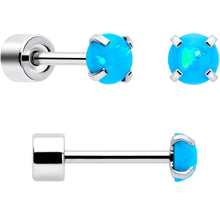 将图片加载到图库查看器,Blue Synthetic Opal Flat Back Stud Earrings - 3 Pairs