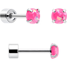 将图片加载到图库查看器,Pink Synthetic Opal Flat Back Stud Earrings - 3 Pairs