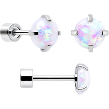 Load image into Gallery viewer, White Synthetic Opal Flat Back Stud Earrings - 3 Pairs