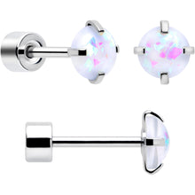 Load image into Gallery viewer, White Synthetic Opal Flat Back Stud Earrings - 3 Pairs