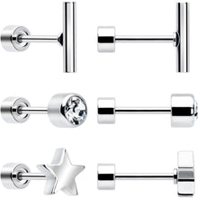 将图片加载到图库查看器,Classic Style Flat Back Stud Earrings - 3 Pairs