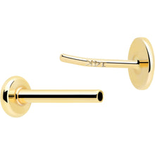 将图片加载到图库查看器,14k Solid Yellow Gold 3mm Disc Threadless Push In Flat Back Stud
