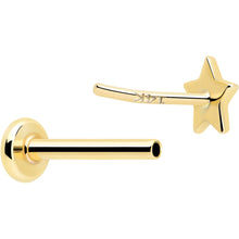 将图片加载到图库查看器,14k Solid Yellow Gold 3mm Star Threadless Push In Flat Back Stud