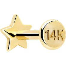 将图片加载到图库查看器,14k Solid Yellow Gold 3mm Star Threadless Push In Flat Back Stud