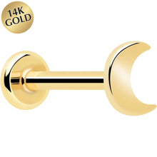 将图片加载到图库查看器,14k Solid Yellow Gold 3mm Moon Threadless Push In Flat Back Stud