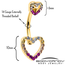 将图片加载到图库查看器,Romance Gem Open Heart Valentine Double Mount Belly Ring