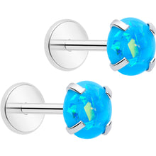 Load image into Gallery viewer, 4mm Synthetic Opal Threadless Flat Back Earrings