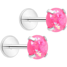 Load image into Gallery viewer, 4mm Synthetic Opal Threadless Flat Back Earrings