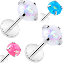 Load image into Gallery viewer, 4mm Synthetic Opal Threadless Flat Back Earrings