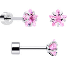 Load image into Gallery viewer, 20G Pink Aurora Gem Star Heart Flower Flatback Earring Set of 6