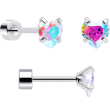 Load image into Gallery viewer, 20G Pink Aurora Gem Star Heart Flower Flatback Earring Set of 6