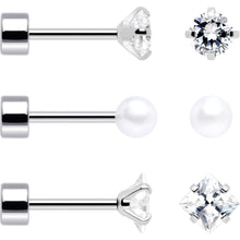 将图片加载到图库查看器,20G Clear Gem White Orb Flatback Earring Set of 6