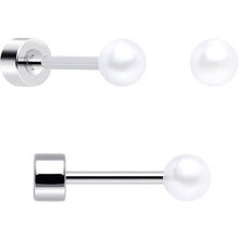 将图片加载到图库查看器,20G Clear Gem White Orb Flatback Earring Set of 6
