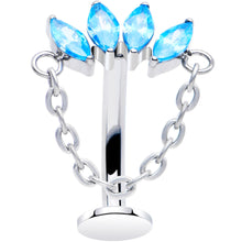 Load image into Gallery viewer, Gem Chain Dangle Titanium Push In Threadless Floating Belly Ring