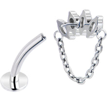 Load image into Gallery viewer, Gem Chain Dangle Titanium Push In Threadless Floating Belly Ring
