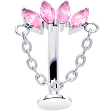 Load image into Gallery viewer, Gem Chain Dangle Titanium Push In Threadless Floating Belly Ring