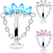 Load image into Gallery viewer, Gem Chain Dangle Titanium Push In Threadless Floating Belly Ring