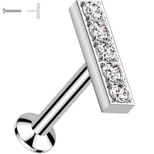 将图片加载到图库查看器,CZ Mirco Gem Bar Flat Back Earring - 18G Threadless Push In