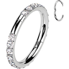 将图片加载到图库查看器,Implant Grade Titanium Forward CZ Double Sided Hoop Segment Ring